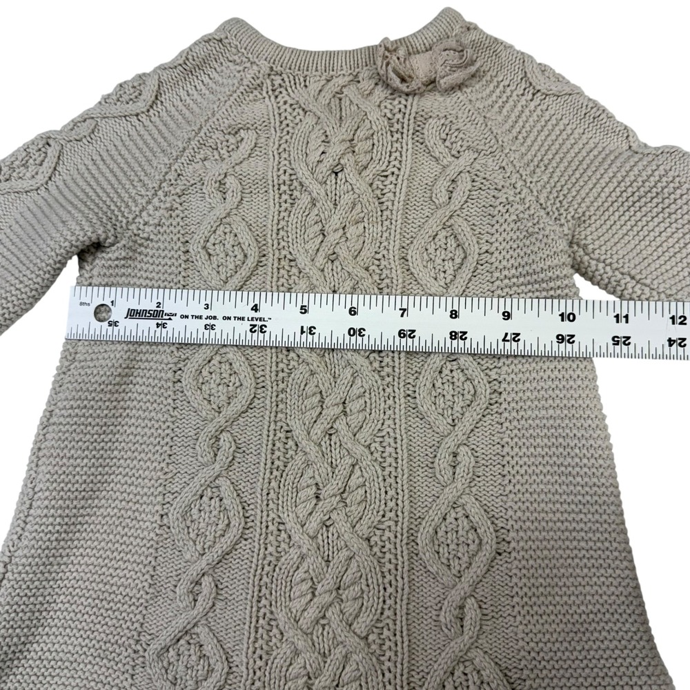 Cupcakes‎ & Cashmere Baby Cable Knit Dress 6-9M Bow Accent Beige - Picture 10 of 10